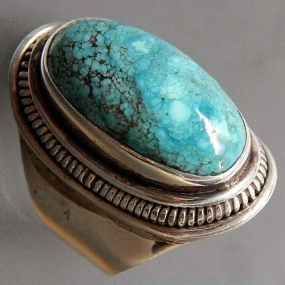 Antique Style Silver and Turquoise Ring